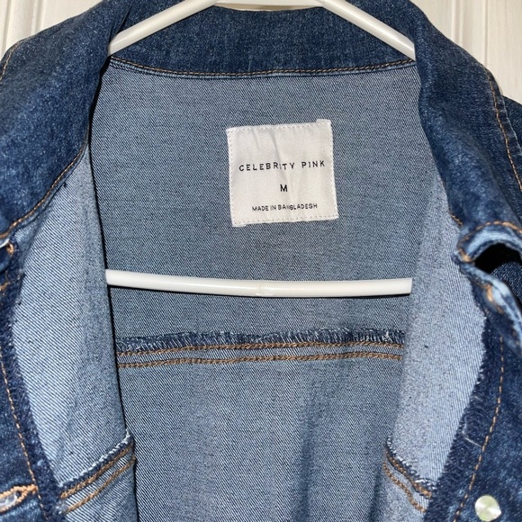 Celebrity Pink Denim Puff Sleeve Jumpsuit - Picture 5 of 9